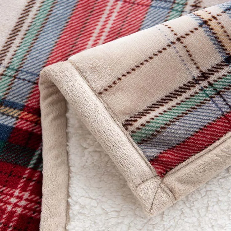Designer Throw Wholesale Christmas Tartan Flannel Blanket Sustainable Plaid Sofa Sherpa Flannel Fleece Throw Blanket