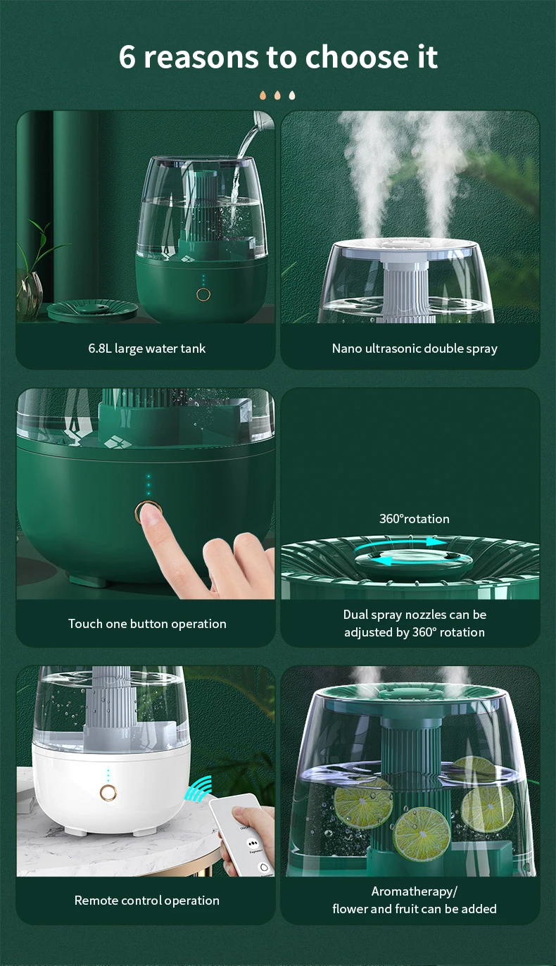 Newest OEM/ODM Wholesale Super Quiet Intelligent AI Voice Control Dual Mist Air Humidifier for Household Office