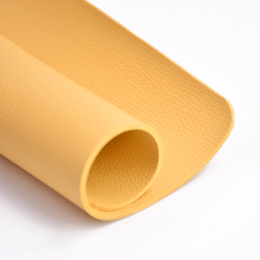 Wholesale Eco-Friendly Stocked Oil-Proof Heat Insulation  Litchi Grain Double Sided Pvc Faux Leather Fabric Placemats