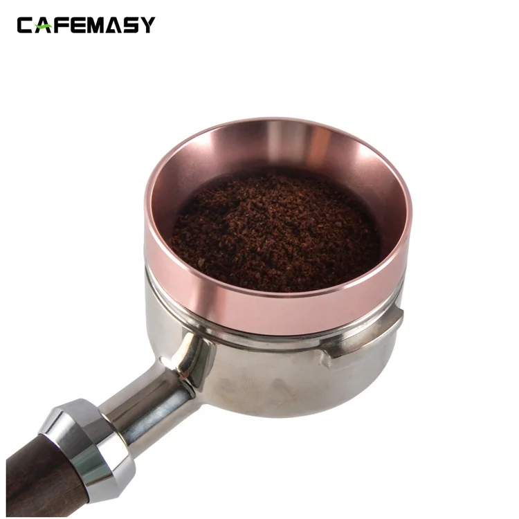 New Aluminum 58mm Coffee Powder Container Potrafilter Funnel Rose Gold  Dosing Ring For Espresso Barista