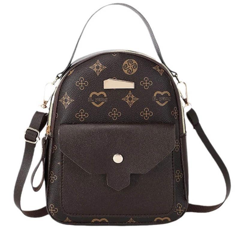 Wholesale PU Leather Cheap Vintage Females Printing Pattern Casual Adjustable Small 2024 Backpacks