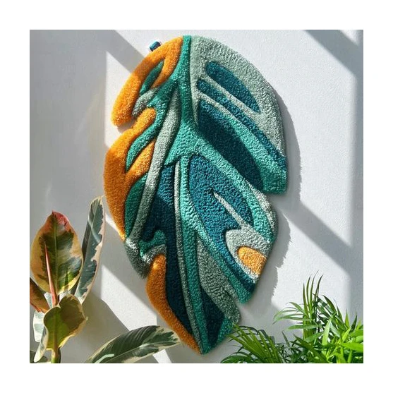 Wholesale Colorful Washable Leaf Shaped Foot Mat 3D Rug Handmade Living Room Carpet Cozy Area Rugs