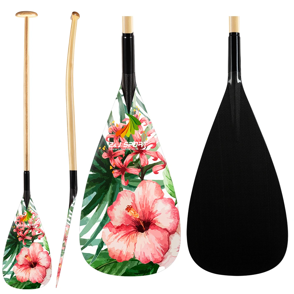 ZJ SPORT Hot Sale Hybrid Carbon Outrigger Canoe Paddle