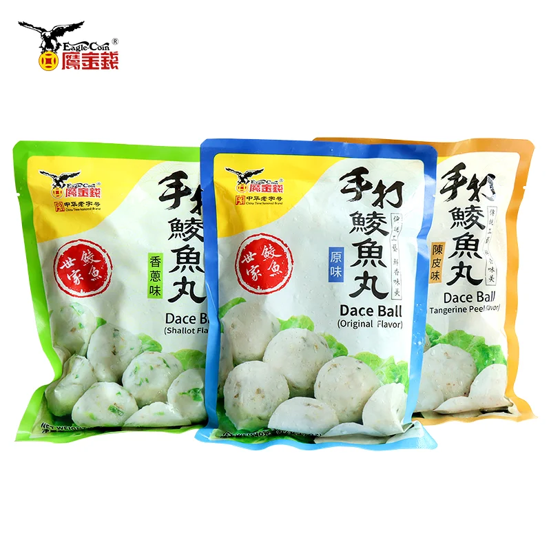 Original Flavor frozen fish ball dace ball hotspot high quality seafood bouncy tasty frozen food for hot pot Chinese Cuisine