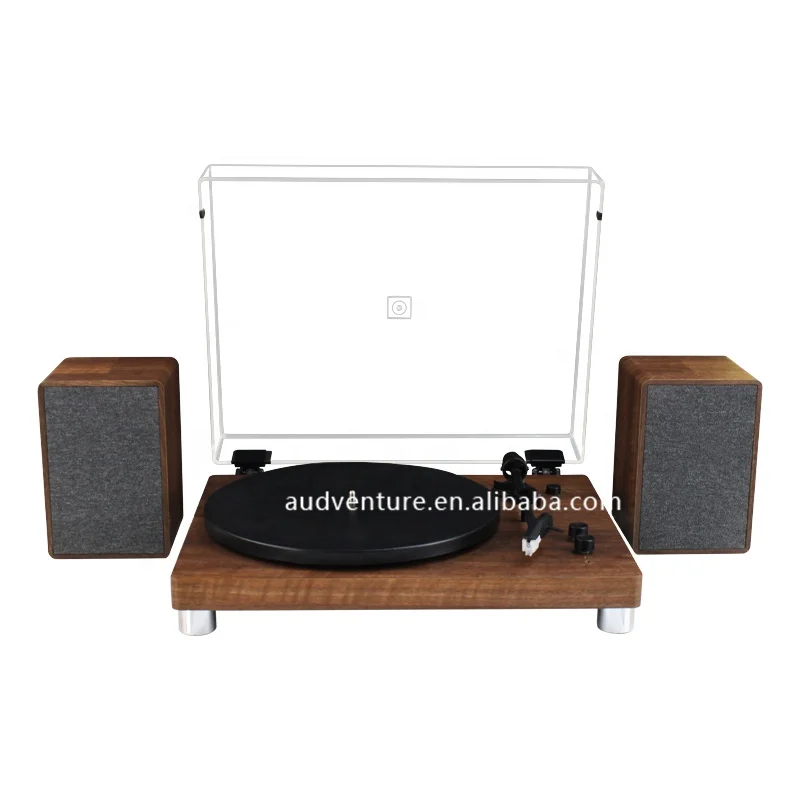 Retro Vinyl Record Player with Dustproof Cover Classic Nostalgic Style Record Player with two speakers