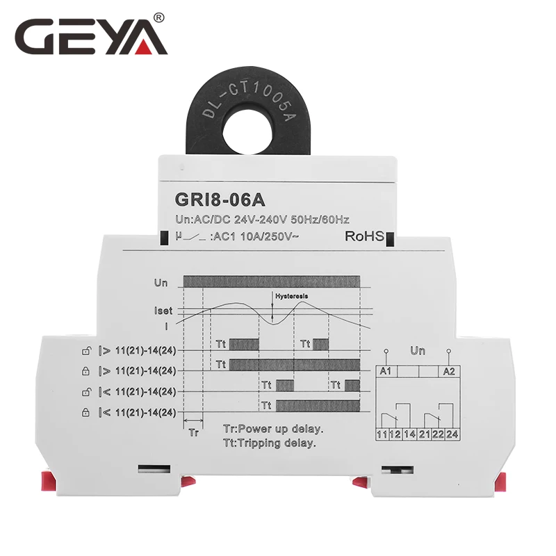GEYA GRI8-06 50/60 Гц детектируемое Реле тока реле мониторинга переменного и постоянного с 2 выходами