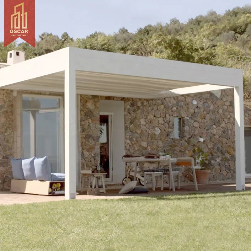 JUNPAI Motorised 4x3 Aluminium Pergola Gazebo & Pavilion for Villa Waterproof Lockable & Fireproof Terrace Roof Outdoor Space