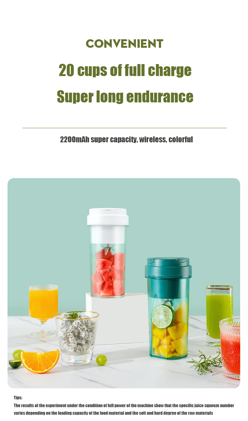 Factory Directly OEM 7.4V 6 Blades Usb Portable Blender Wireless Electric Juicer Blender Cup With 304 SS,ABS,PC Or Tritan