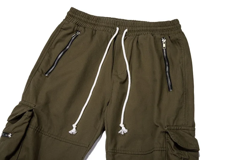 
Jogger Men Long High Street Classic Functional Side Patch Pockets Green Cargo Pants Mens 