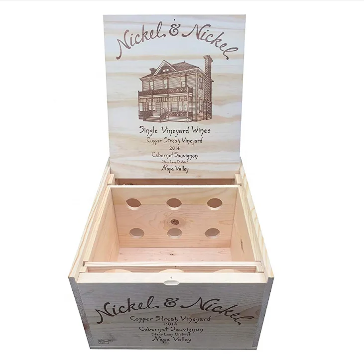 
Customizable wooden wine box of 6 bottles 