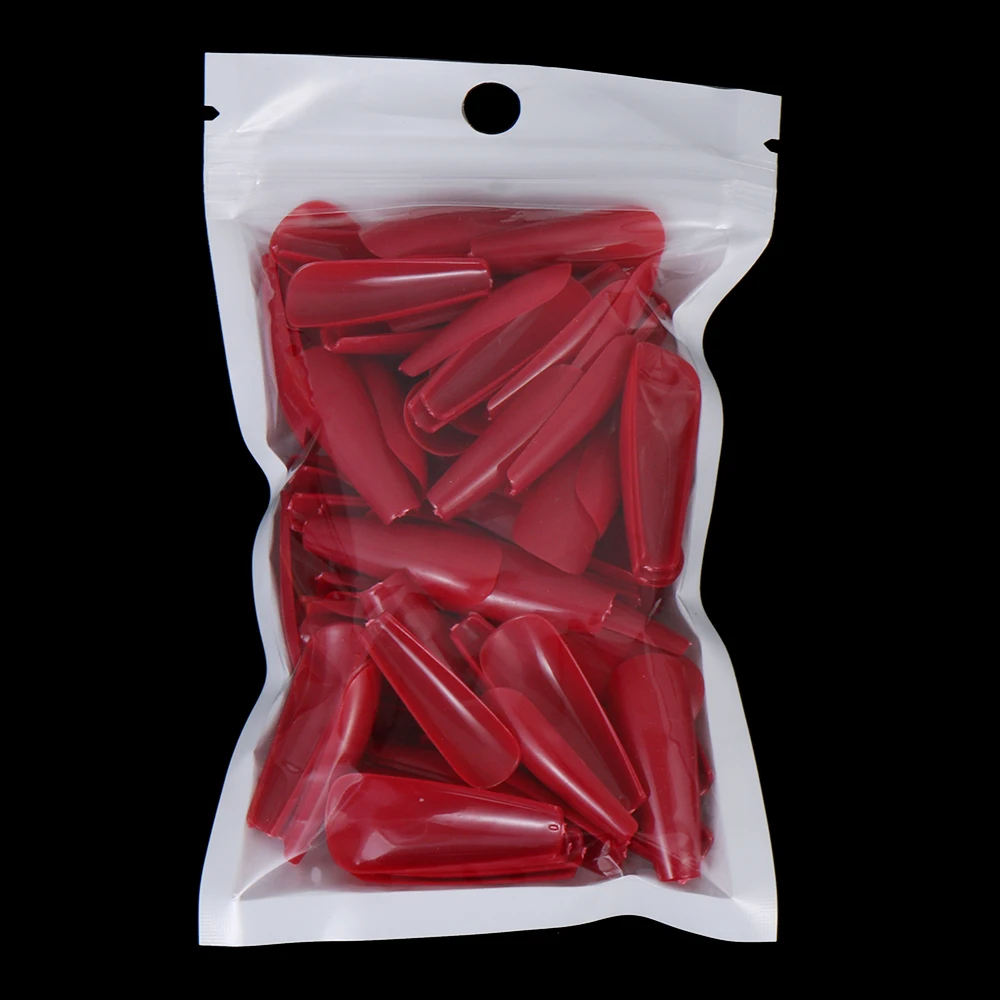 
100 pieces/bag Solid Color False Nails Long Ballerina Art UV Gel Acrylic Manicure Full Nail Tips 