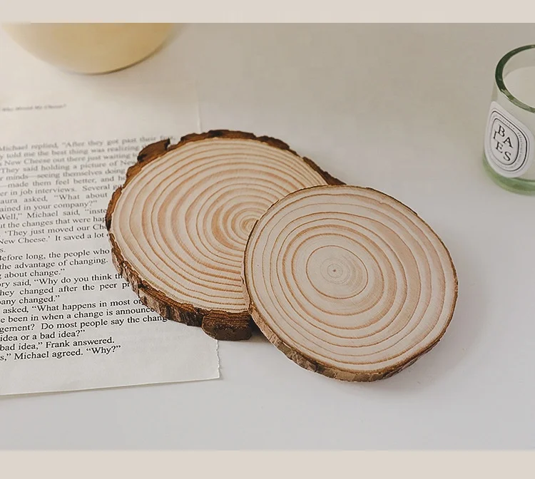 Home Decor Rustic Style Wooden Decorative Candle Accessories Candle Holder Round Wood Tray