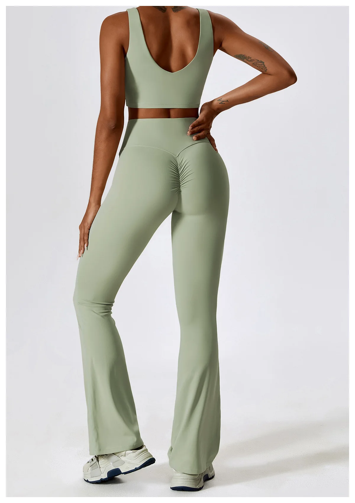 Yoga Pants Sets 2 Piece V Shaped Backless Active Wear Custom Woman Activewear Manufacturer New Flare Leggings Gym Yoga Sport Set