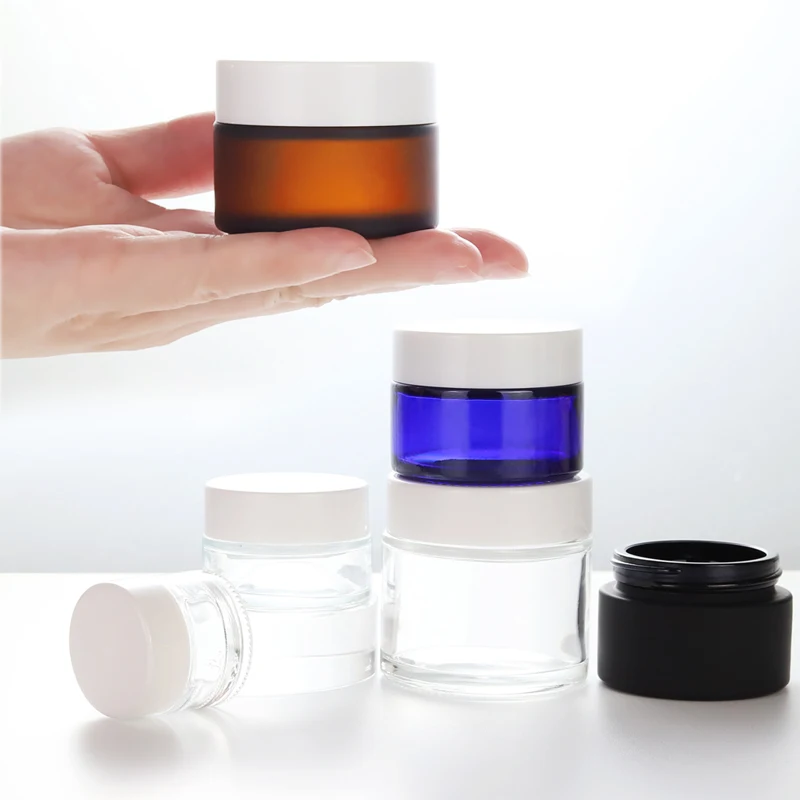 Customized 5ml 10ml 15ml 20ml 30ml 50ml 60ml 100ml Frosted Glass Cream Jar Cosmetic Cream Jar Glass Packaging