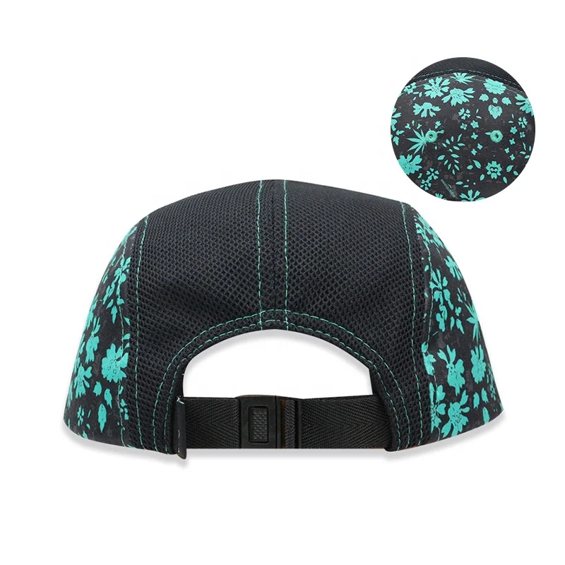 Custom Leather Badge Logo Promotional fashion 5 panel camp hat cap blank men