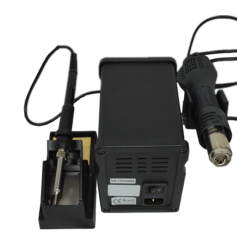 750W LCD display Stainless steel heating core welding iron and hot air gun 2 in 1 desoldering soldering station