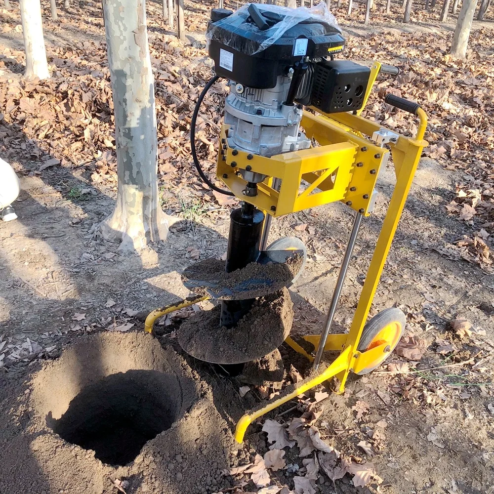 Gas Powered Garden Fence Post Hole Digger Machine Hand Held Earth Auger Drill For Planting