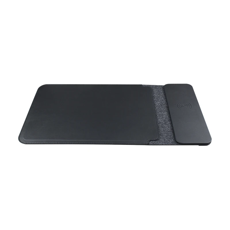15-16inch 4 in 1 Multi-function Laptop/Tablet Protective Sleeve With 15W Qi Wireless Charger PU Leather Mouse Pad