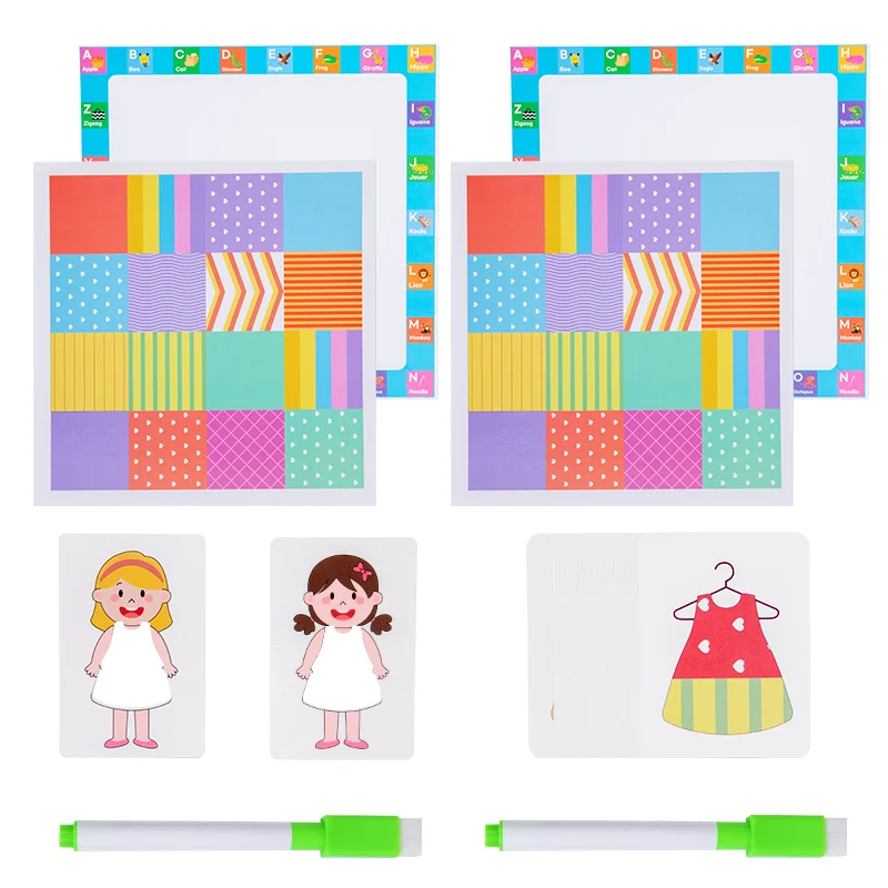 Children Change Clothes Game Montessori Color Matching Drawing Board Memory Intelligence Card Game  for Kids