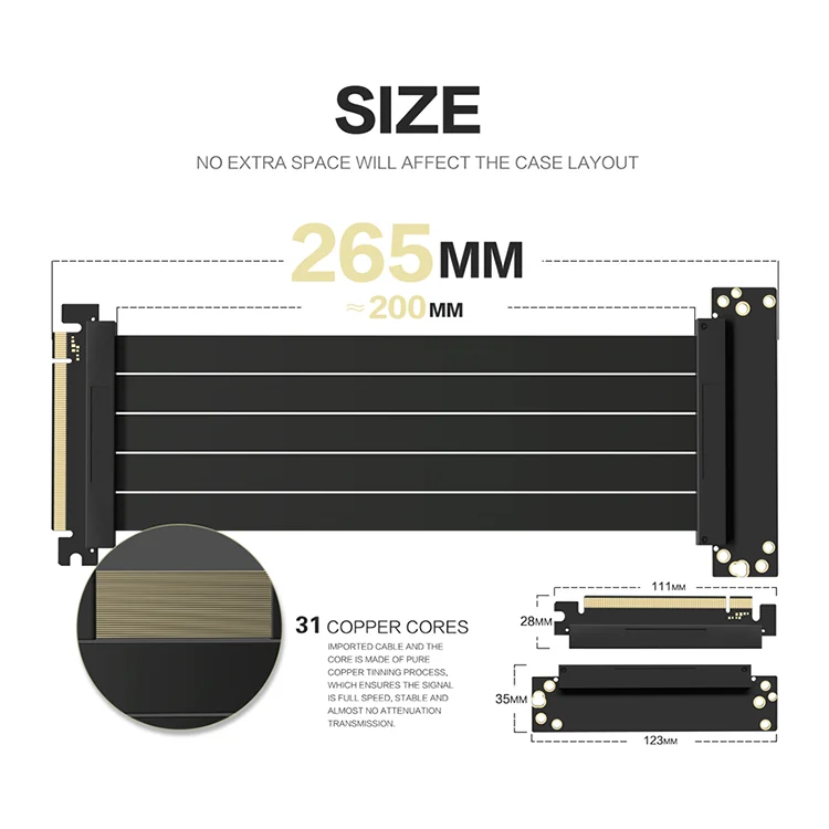 Extreme High Speed Rotatable Riser Cable Pcie 3.1 Pro 16x 90 Degree Vertical Gpu Mount Gpu Extension Cable