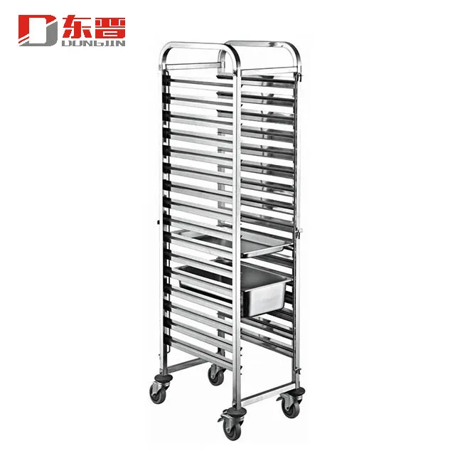 Stainless Steel 16 Tiers Portable Restaurant Toast Oven Baking Tray Trolley Cooling Rack With Trays