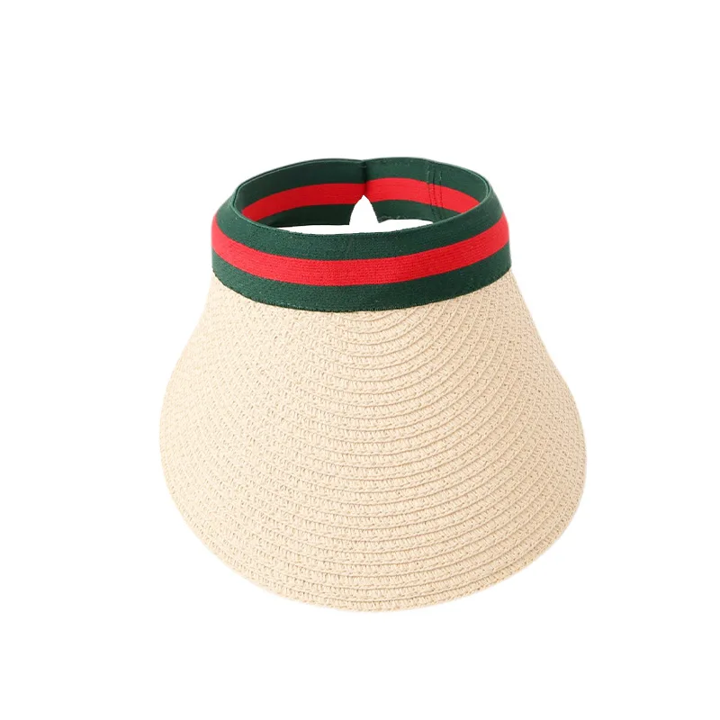 Wholesale Custom Summer Women Visor Caps Straw Hats Outdoor Sunshade Sun Has