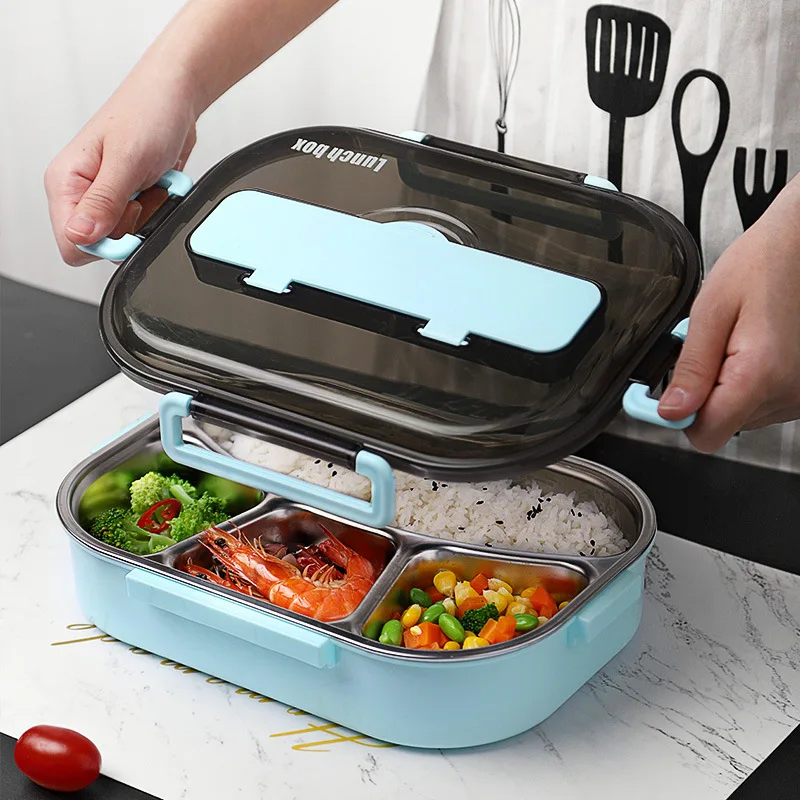 Wholesale High Quality 304 Stainless Steel Tiffin Lunch Box Leak Proof Lunch Bento Box with Cutlery for Adults & Kids