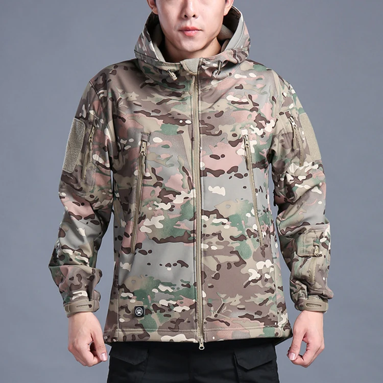 Wholesale Windbreaker Long Sleeve Hoody Zip Up Camouflage Print hooded jacket For Men