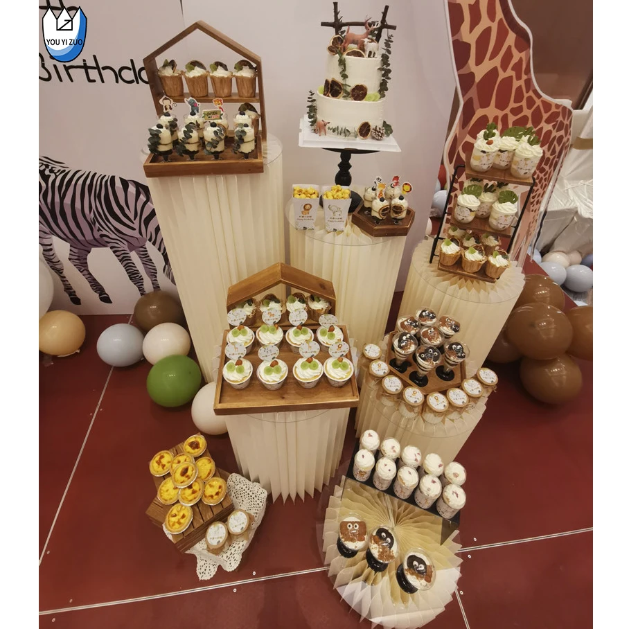 YYZ Wedding Flower Decorative Polyurethane Roman Cupcake Stand Folding Party Pillar Display Rack