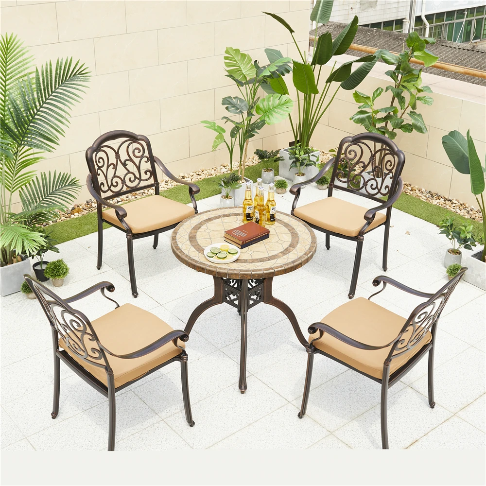 Marble table dining counter aluminum porcelain table outdoor aluminum furniture
