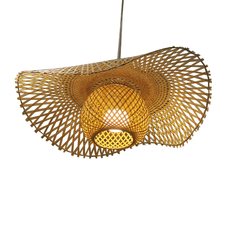 Китайская идиллическая плетеная Подвесная лампа из ротанга, арт-абажур из ротанга в кофейне, европейская креативная плетеная бамбуковая люстра ручной работы