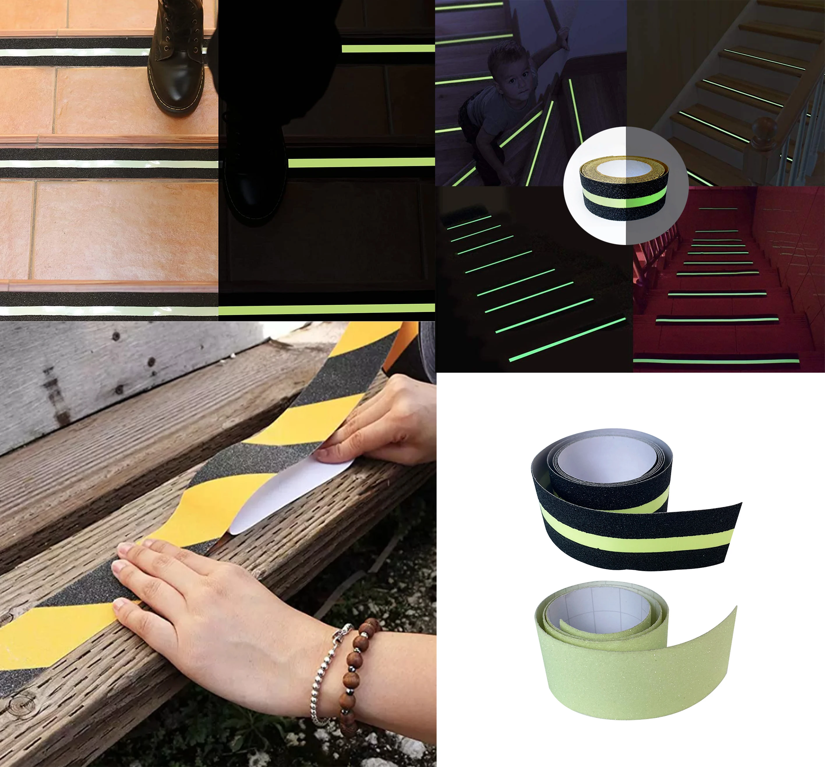 Luminous Anti Slip Tape Reflective Strip in the Middle Glow in The Dark Tape Stairs Safety Tread Non Skid Tape