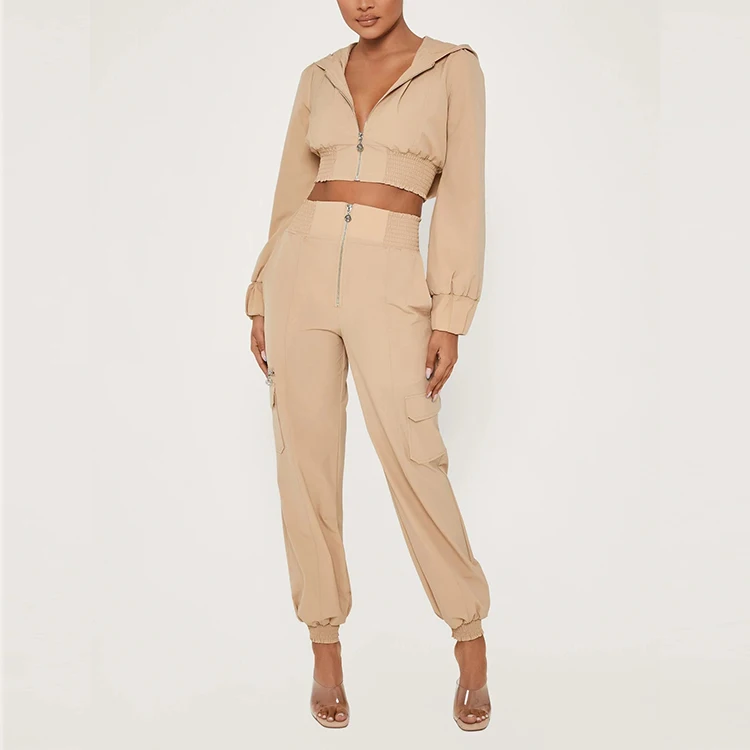 wholesale designer women sweatsuit windbreaker jogger tracksuit custom logo fitness sportswear nylon suits set training wear