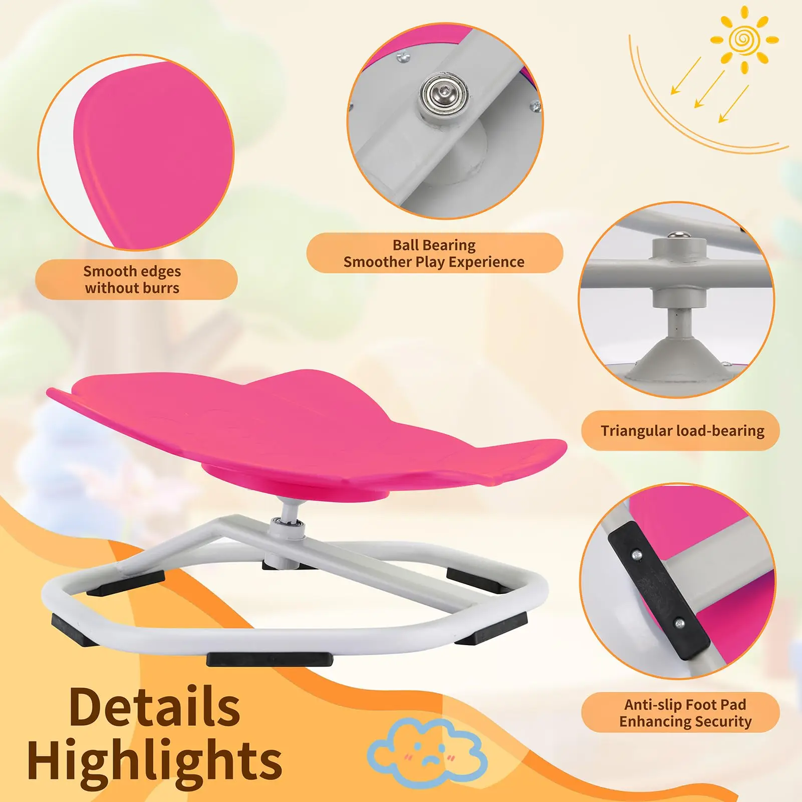 Kids Active Chair for Autism,Kids Swivel Chair,Wobble Balance Toy Physical Therapy Equipment,Toddler Sit and Spin Sensory Toys