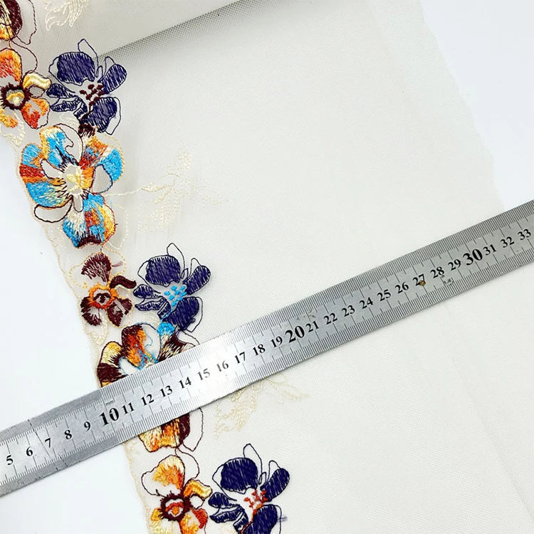 Soft skin mesh multicolor thread embroidery lace underwear home textile garment accessories