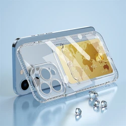 New Design Clear Phone Case with Credit Card Slot Wallet For iPhone 15 Plus 14 13 12 Pro Max Airbag Shockproof