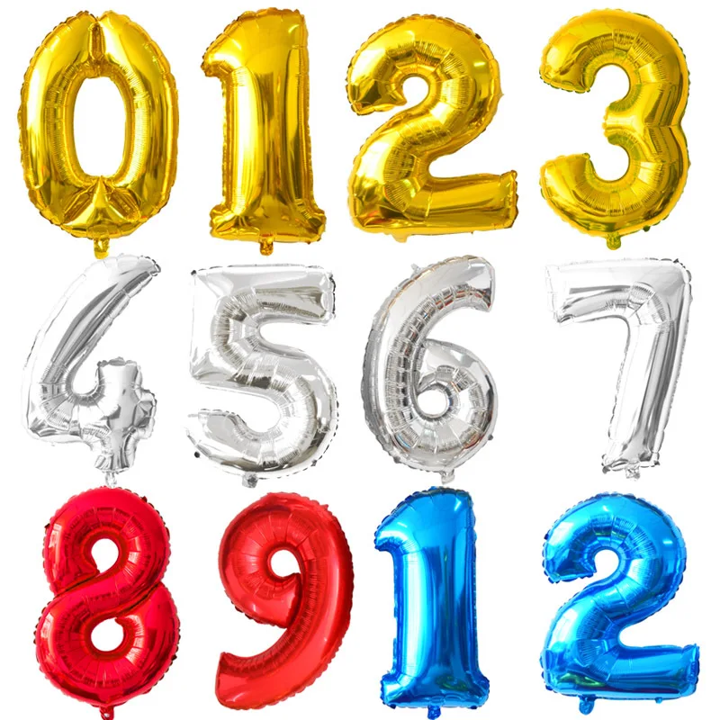 Manufacturer accept customization OEM individual package wedding party decor globos 40inch number 0-9 foil balloons wholesale
