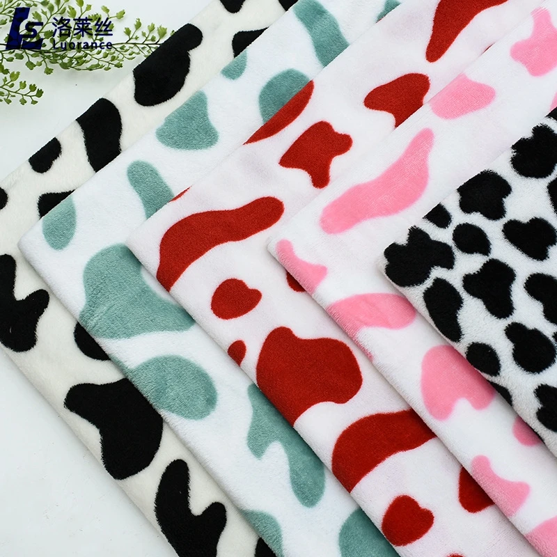 black and white cow design fabric double sided blanket fabric 100% polyester flannel