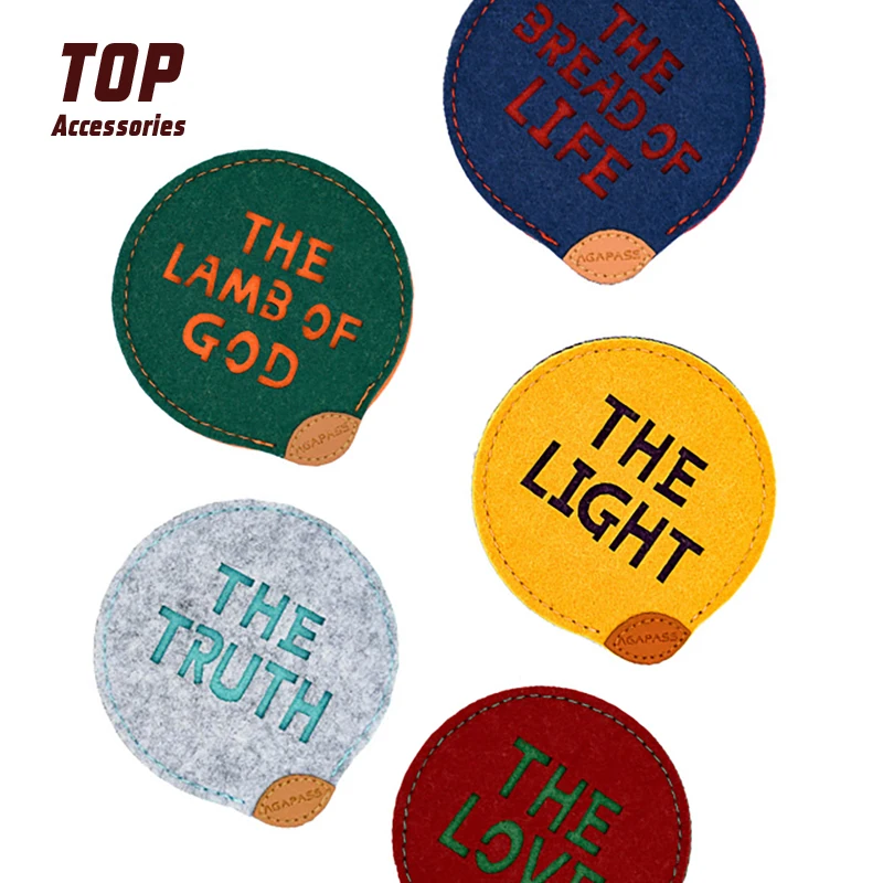 Most Popular Europe Hot Food PU Leather and Wool Felt Coasters