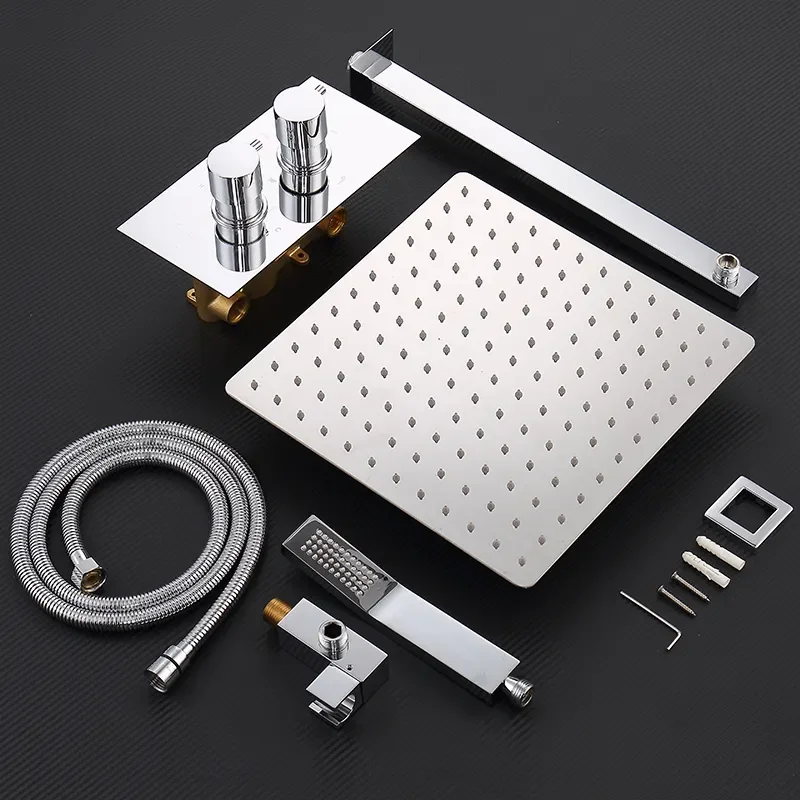 Modern Design Chrome Shower Valves Thermostatic Shower Faucets Column Brass Shower Set