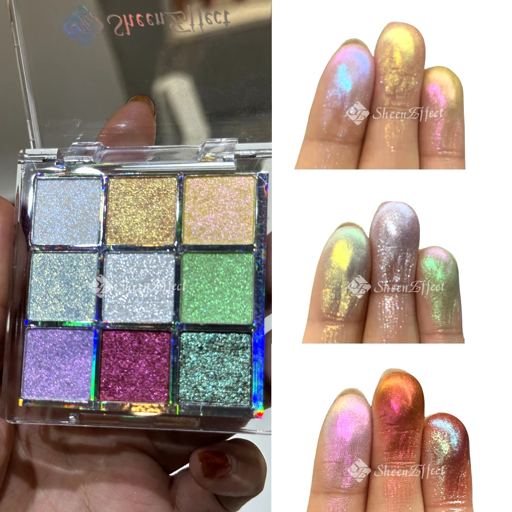 Sheeneffect  Makeup 9 Colors Encounter eye shadow palette Sweet Glitter Multichrome Chameleon eyeshadow palette OEM ODM Service