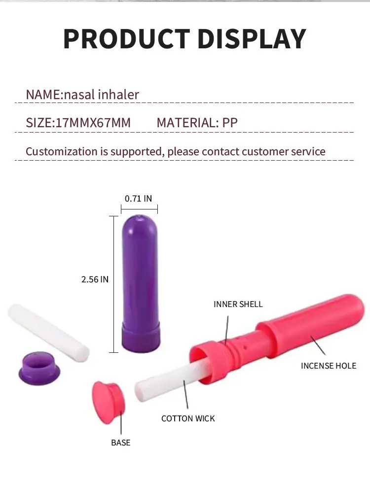 OEM Blank Nasal Inhaler Stick Essential Oil & Menthol Vapor Inhaler Packaging & Printing Product