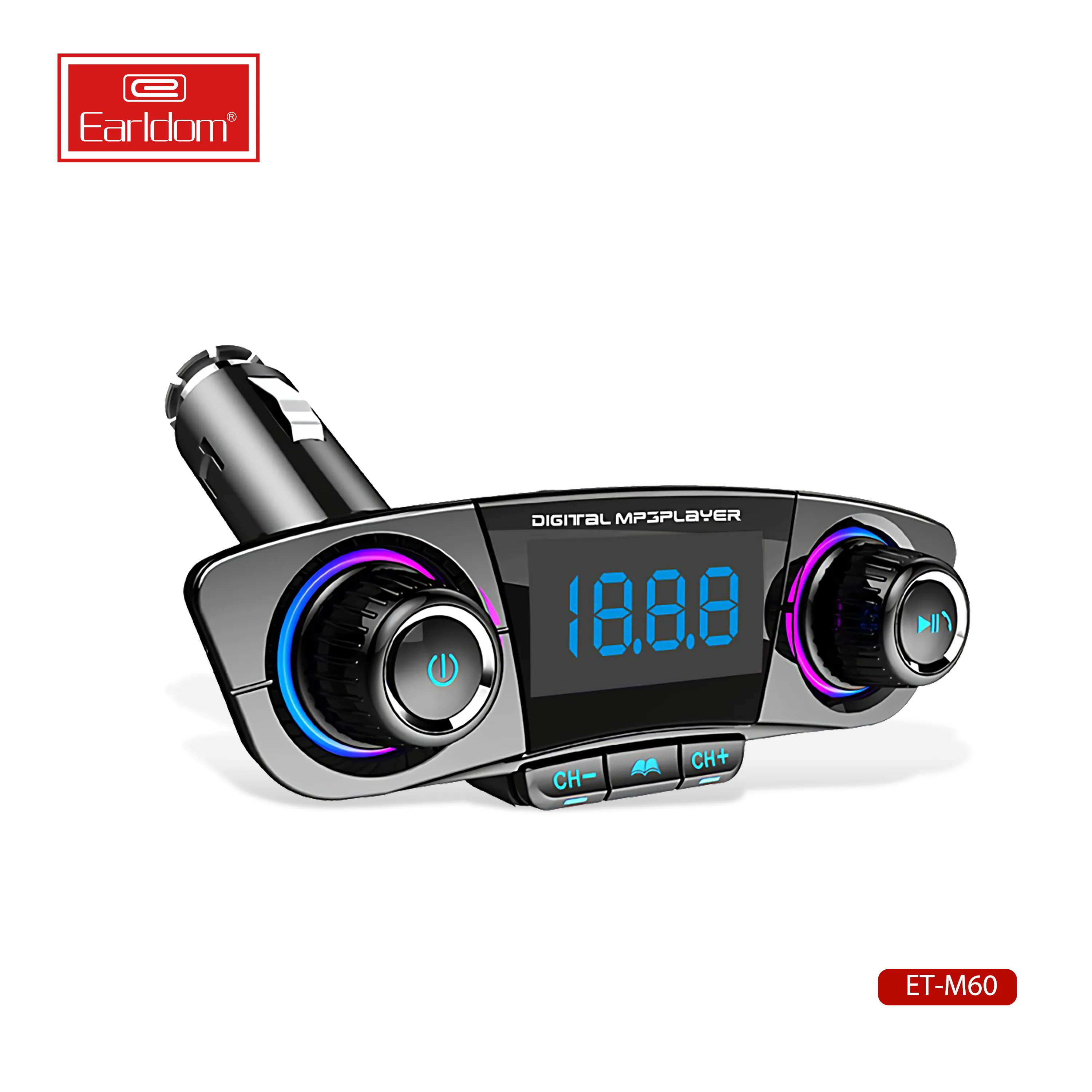 Earldom BT FM Transmitter Wireless Radio Adapter Car Kit with Dual USB Charging Car Charger MP3 Player Support TF