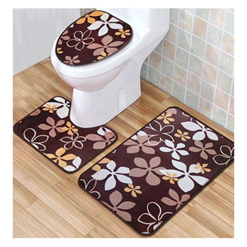 Three-piece toilet floor mat door mat absorbent floor foot mat