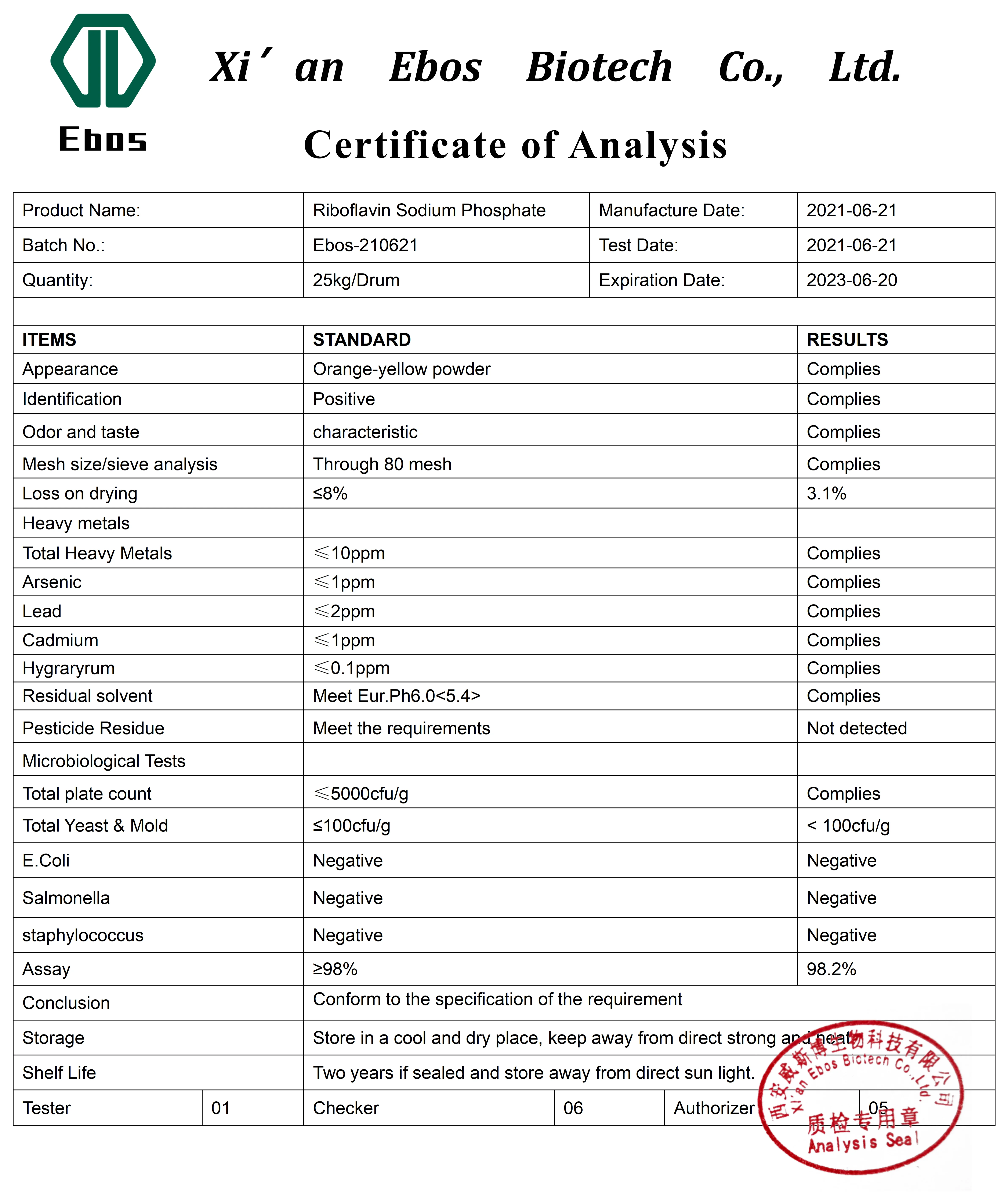 Оптовая цена порошок фосфата натрия Рибофлавина CAS