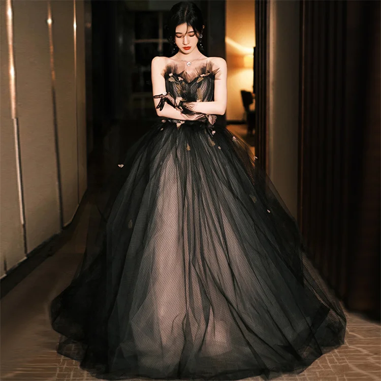 2023 New Evening Dress Dresses with Bras, Summer Celebrity Birthday Host, Feminine Style Annual Meeting Evening Dress