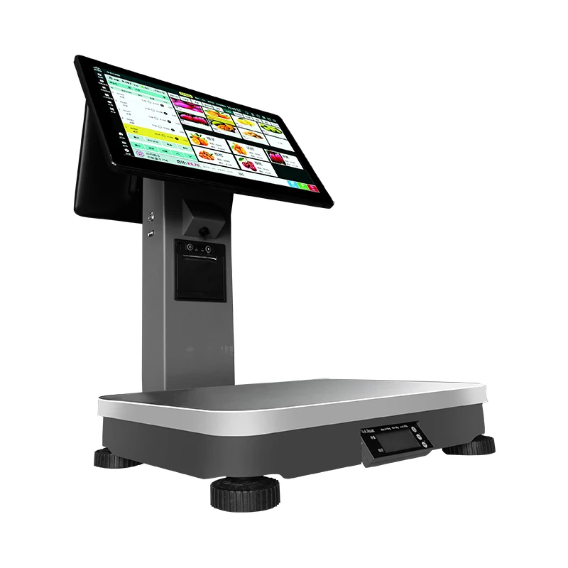 Cash Register Scale  Electronic Barcode Label Printing Scales weighing scale15.6 inch Dual Touch Screen POS System Scale