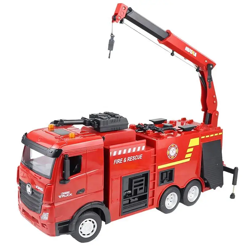 RC Fire Truck Toy Crane 1:18 Scale Radio Control Water Pump Spray RC Fire Engine Truck Toys For Kids