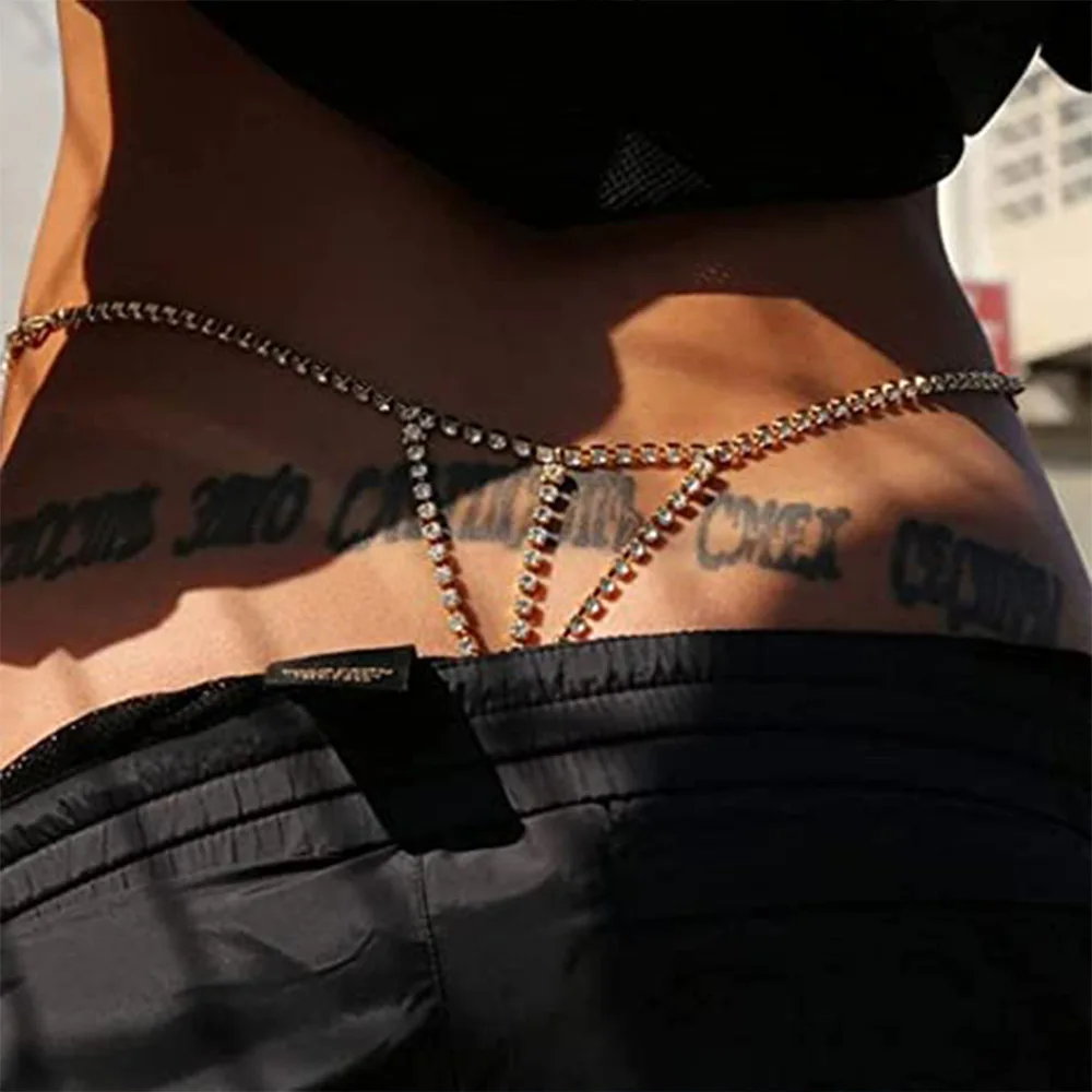 Sexy Crystal Tassel Waist Chain Bikini Lingerie Accessories Summer Rave Rhinestone Body Chain Dress Jewelry for Women