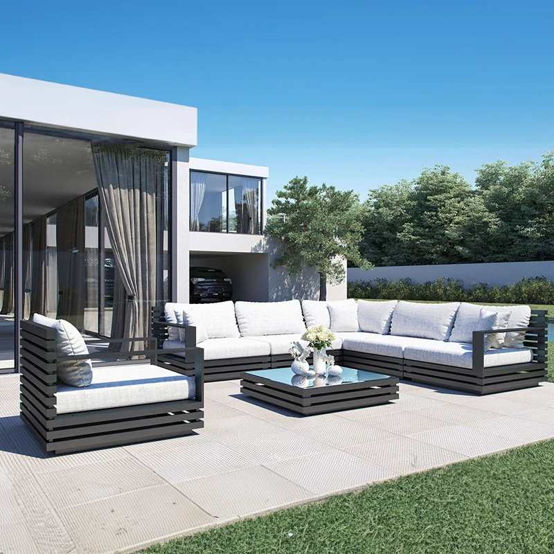 Modern minimalist design private garden furniture hotel patio outdoor sofa aluminum garden sofa set
